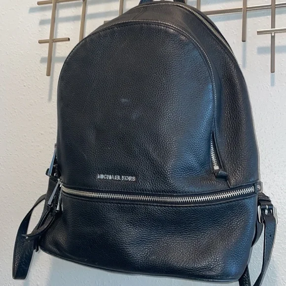 Michael Kors Rhea Black Leather Backpack - Picture 4 of 12